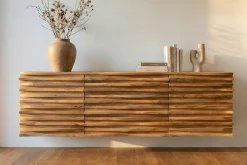 Hängendes Sideboard RELIEF 175cm natur Akazie Massivholz mit Schubladen