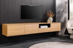 Hängendes TV-Board LOFT 200cm natur schwarz sieben Fächer mit Schublade