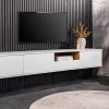 Hängendes TV-Board LOFT 200cm weiß natur sieben Fächer mit Schublade