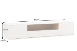 Hängendes TV-Board LOFT 150cm weiß natur fünf Fächer mit Schublade
