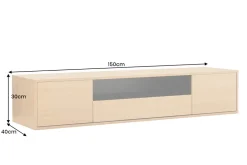 Hängendes TV-Board LOFT 150cm natur schwarz fünf Fächer mit Schublade