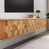 Hängendes TV-Board MYSTIC LIVING 160cm Akazie natur 3D Oberfläche Massivholz
