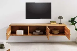 Hängendes TV-Board MYSTIC LIVING 160cm Akazie natur 3D Oberfläche Massivholz