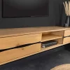 Hängendes TV-Lowboard LIVING EDGE 160cm natur schwarz Wildeiche geölt Baumkante