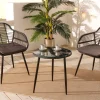 In- und Outdoor Bistro Balkon-Set PARIS schwarz Polyrattan Sitzgruppe inkl. Tisch