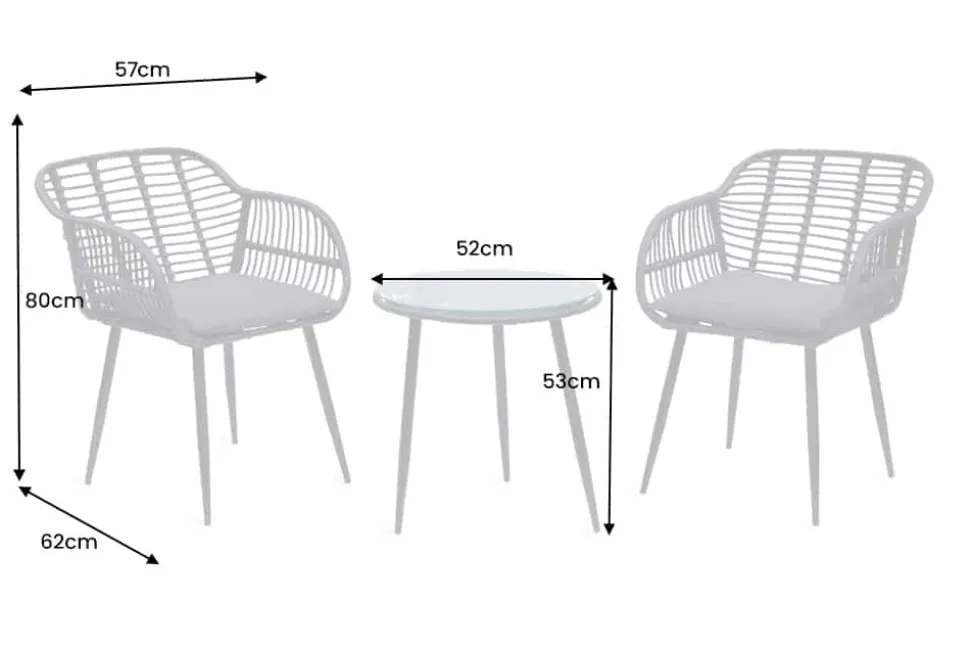 In- und Outdoor Bistro Balkon-Set PARIS schwarz Polyrattan Sitzgruppe inkl. Tisch