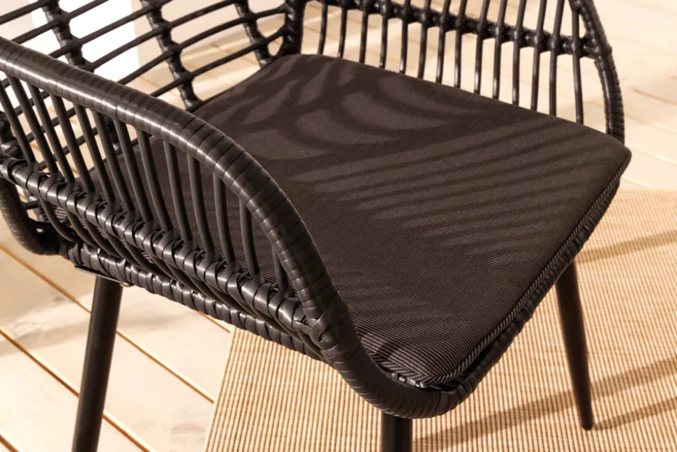 In- und Outdoor Bistro Balkon-Set PARIS schwarz Polyrattan Sitzgruppe inkl. Tisch