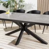 In- und Outdoor Esstisch GALAXIE 200cm hellgrau Keramik anthrazit Aluminium