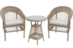 In- und Outdoor Garten-Set ELYSEE natur taupe Polyrattan Aluminium inkl. Tisch Kissen