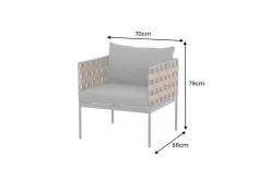 In- und Outdoor Lounge-Sessel UNIQUE 70cm schwarz braun grau Aluminium inkl. Kissen