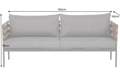 In- und Outdoor Lounge-Sofa UNIQUE 185cm schwarz braun grau Aluminium 2-Sitzer inkl. Kissen