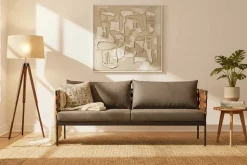 In- und Outdoor Lounge-Sofa UNIQUE 185cm schwarz braun grau Aluminium 2-Sitzer inkl. Kissen