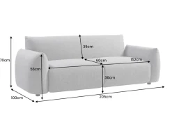 In- und Outdoor Sofa SEAHAWK 205cm anthrazit Aluminium Olefin wetterfest 2-Sitzer Couch