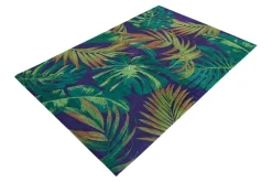 In- und Outdoor Teppich LEAF 180x120cm grün blau Blätter-Design Läufer wetterfest