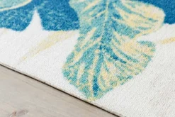 In- und Outdoor Teppich LEAF 180x120cm grün beige Blatt-Design Läufer wetterfest