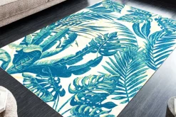 In- und Outdoor Teppich LEAF 180x120cm grün beige Blatt-Design Läufer wetterfest