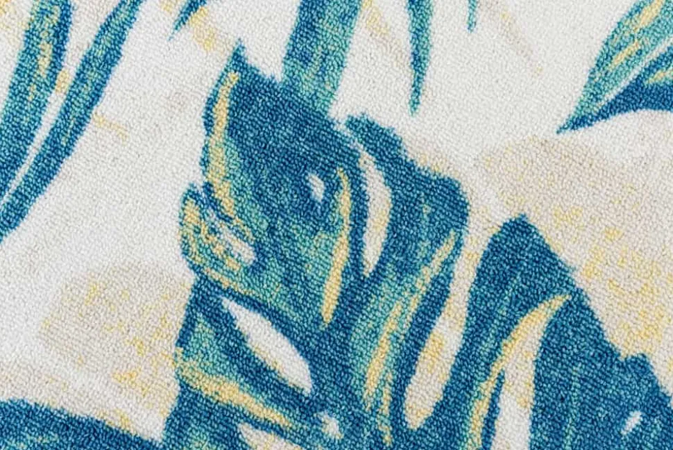 In- und Outdoor Teppich LEAF 180x120cm grün beige Blatt-Design Läufer wetterfest