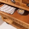 Industrial Barschrank BODEGA 86cm Mangoholz Servierwagen mit Weinregal