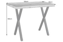 Industrial Bartisch WILD 120cm grau Wildeichen-Design schwarz Metall X-Gestell