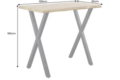Industrial Bartisch WILD 120cm braun Wildeichen-Optik schwarz Metall X-Gestell