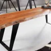 Industrial Baumstamm Sitzbank ORGANIC ARTWORK 160cm Akazie Massivholz Eisengestell