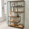 Industrial Bücherregal SLIM LINE 185x114cm Wildeiche schwarz sechs Regalböden