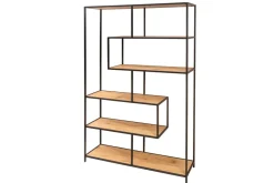 Industrial Bücherregal SLIM LINE 185x114cm Wildeiche schwarz sechs Regalböden