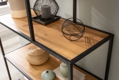 Industrial Bücherregal SLIM LINE 185x114cm Wildeiche schwarz sechs Regalböden