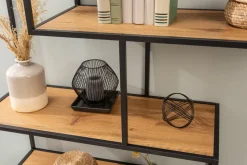 Industrial Bücherregal SLIM LINE 185x114cm Wildeiche schwarz sechs Regalböden