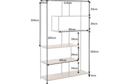 Industrial Bücherregal SLIM LINE 185x114cm Wildeiche schwarz sechs Regalböden