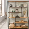 Industrial Bücherregal SLIM LINE 185x135cm Wildeiche schwarz sechs Regalböden