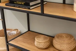 Industrial Bücherregal SLIM LINE 185x135cm Wildeiche schwarz sechs Regalböden