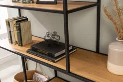 Industrial Bücherregal SLIM LINE 185x135cm Wildeiche schwarz sechs Regalböden