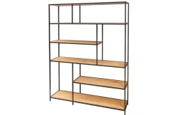 Industrial Bücherregal SLIM LINE 185x135cm Wildeiche schwarz sechs Regalböden