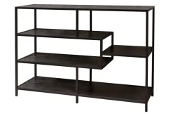 Industrial Bücherregal SLIM LINE 114cm Esche schwarz fünf Regalböden