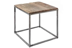 Industrial Beistelltisch BARRACUDA 40cm recyceltes Massivholz mit geflexten Beinen