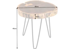 Industrial Beistelltisch GOA 40cm natur Akazie Massivholz Baumstamm rund Hairpin Legs