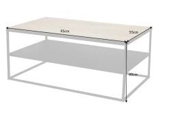 Industrial Couchtisch APARTMENT 95cm Massivholz Eiche geölt mit Ablage Metallgestell schwarz