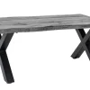Industrial Couchtisch WILD 90cm grau Wildeichen-Design schwarz Metall Baumkante