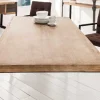 Industrial Design Esstisch FACTORY 160cm Akazie teak-grau weiß gekälkt Metallbeine Kufe