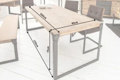 Industrial Design Esstisch FACTORY 160cm Akazie teak-grau weiß gekälkt Metallbeine Kufe