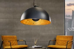 Industrial Design Hängelampe STUDIO 55cm schwarz Blattgold-Optik Hängeleuchte