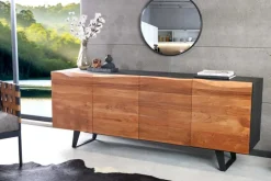 Industrial Design Sideboard ORGANIC ARTWORK 180cm Akazie Massivholz Eisengestell
