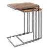 Industrial 2er Set Beistelltische BARRACUDA 45cm Salholz Massivholz geflextes Metallgestell