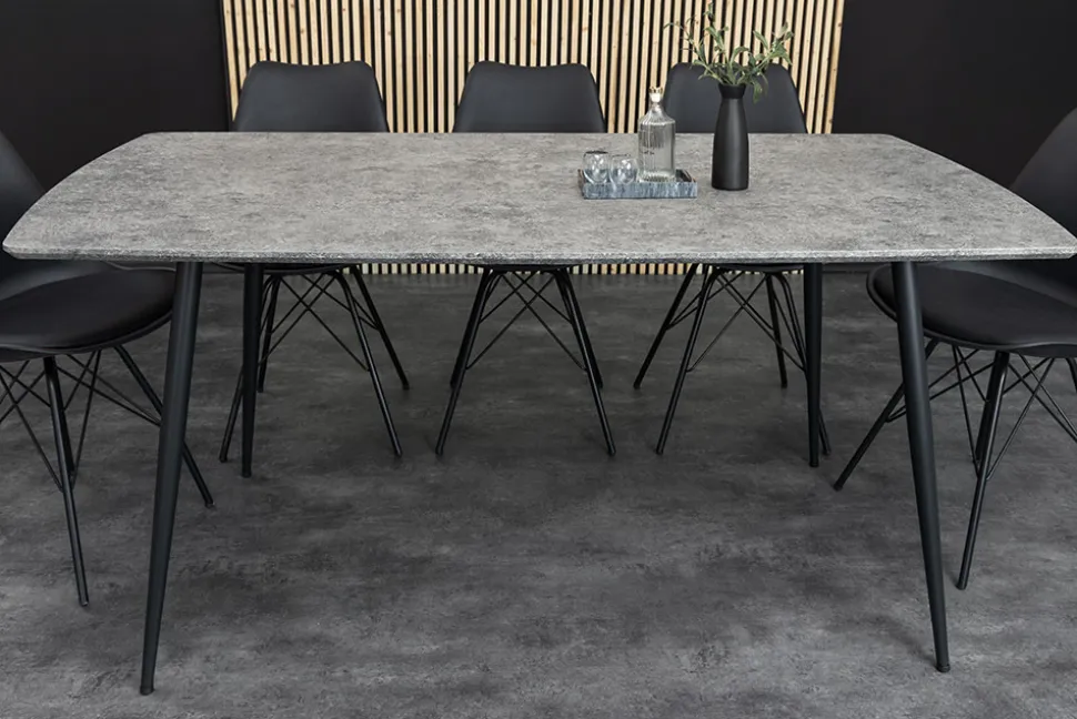 Industrial Esstisch APARTMENT 140cm grau Beton-Design schwarzes Metallgestell