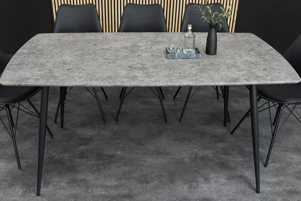 Industrial Esstisch APARTMENT 140cm grau Beton-Design schwarzes Metallgestell