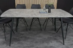 Industrial Esstisch APARTMENT 120cm grau Beton-Design schwarzes Metallgestell