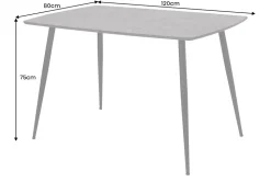Industrial Esstisch APARTMENT 120cm grau Beton-Design schwarzes Metallgestell