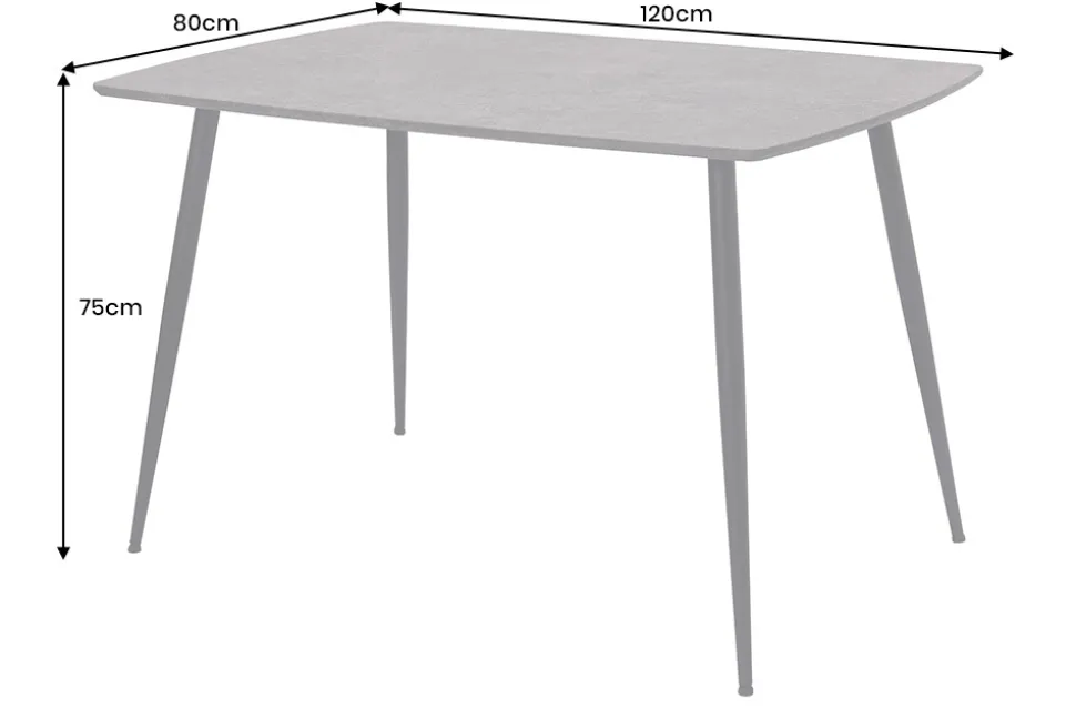 Industrial Esstisch APARTMENT 120cm grau Beton-Design schwarzes Metallgestell