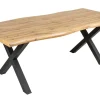 Industrial Esstisch WILD 180cm braun Wildeiche-Design Baumkante schwarz X-Gestell